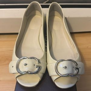 Salandia Ivory Patent Leather Flats